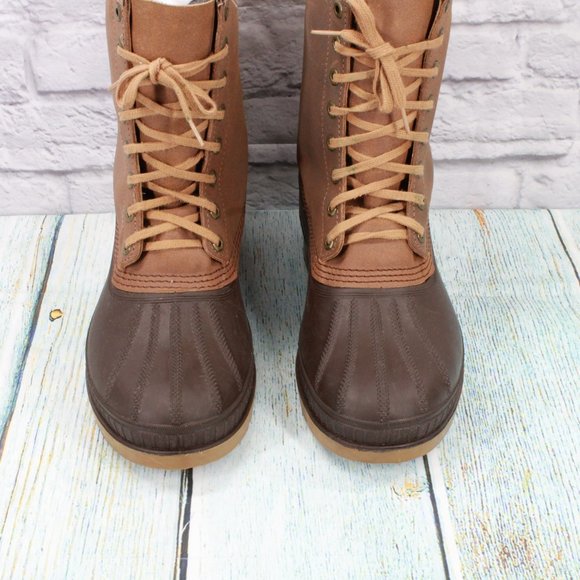 Sorel Brown Leather Lace Up Insulated Ankle Winter Duck Boots Size 11 - Picture 5 of 9